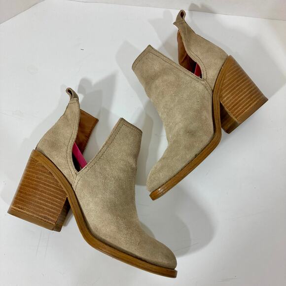 Steve Madden Suede Leather Ankle Boots, womens 7.5 stacked block heel bootie - Picture 5 of 14
